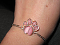 Wire Wrapped Pink Beaded Paw Print Bracelet MADE to ORDER