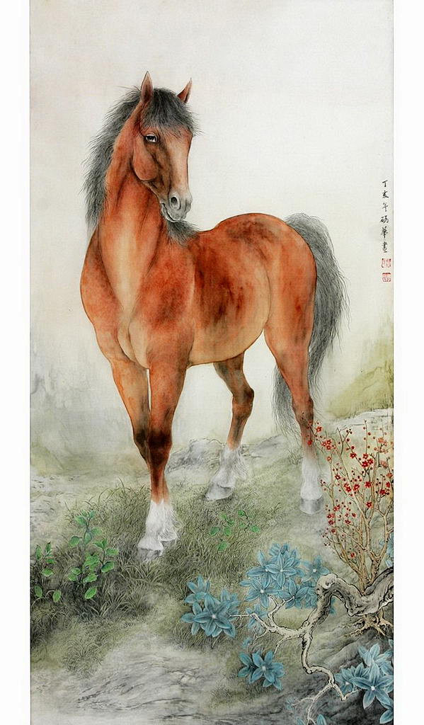 小妮007从xmay小小转采于2015-12-19 18:43:22沧州工笔画——马国画