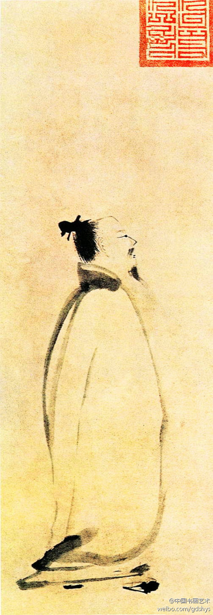 古画南宋梁楷太白行吟图立轴纸本墨笔纵812厘米横304厘米日本东京国立