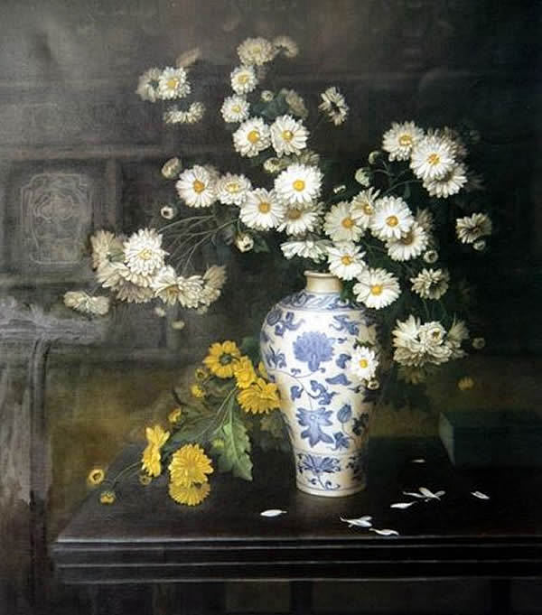 油画卢东明吉琳夫妇陶瓷儒意