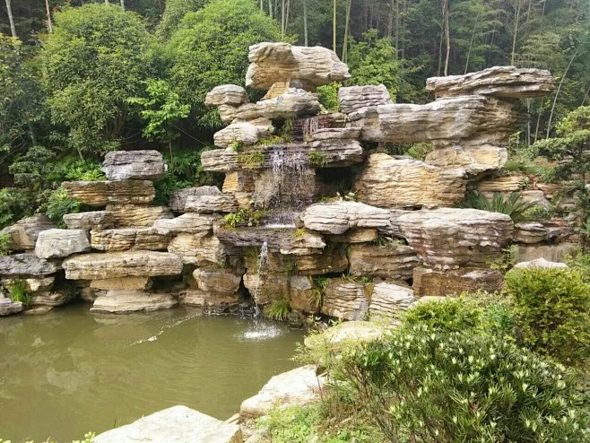 灵璧石龟纹石千层石专业假山制作假山小型别墅假山制作淘宝网