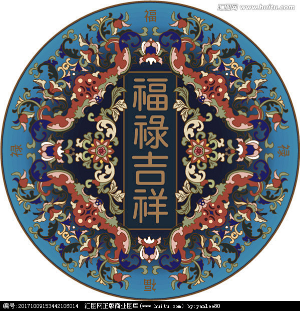 吉祥花纹福禄蝙蝠图案