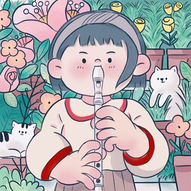 站在花店门前吹竖笛的女孩brby渺小星球同学