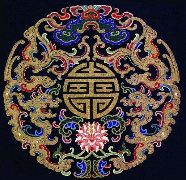 资源君中国清代团花刺绣纹样端庄秀美67676767