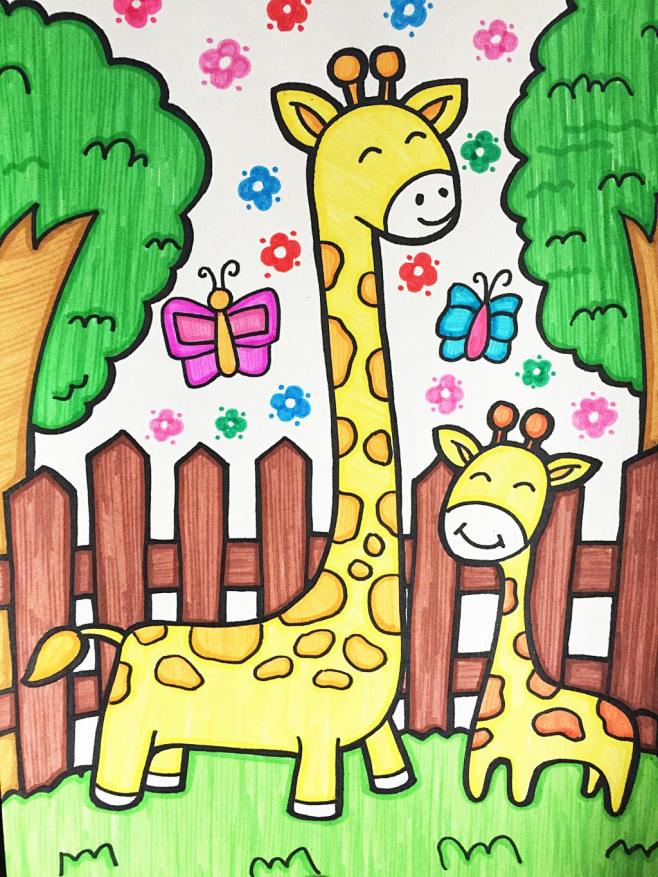 阿厘从gg369转采于2020-05-09 14:02:07长颈鹿儿童画阿厘同采自www.