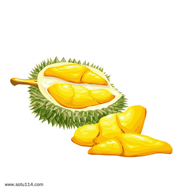 卡通黄色榴莲矢量图