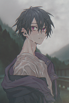 带刘海双马尾长发蓝眼睛脸红jk卷袖发饰包动漫女孩