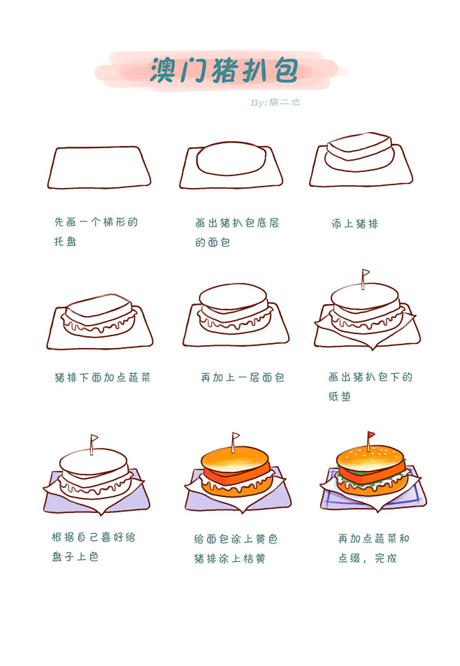 三明治简笔画步骤图片