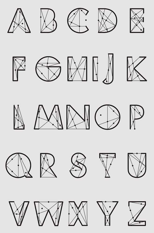 矢量创意点线组合英文字母