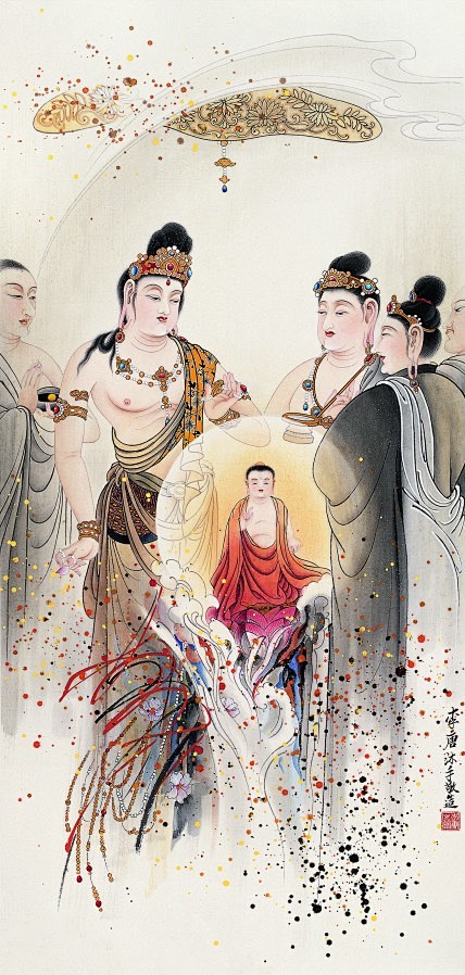 著名工笔佛像画家李唐的绝美罗汉图二