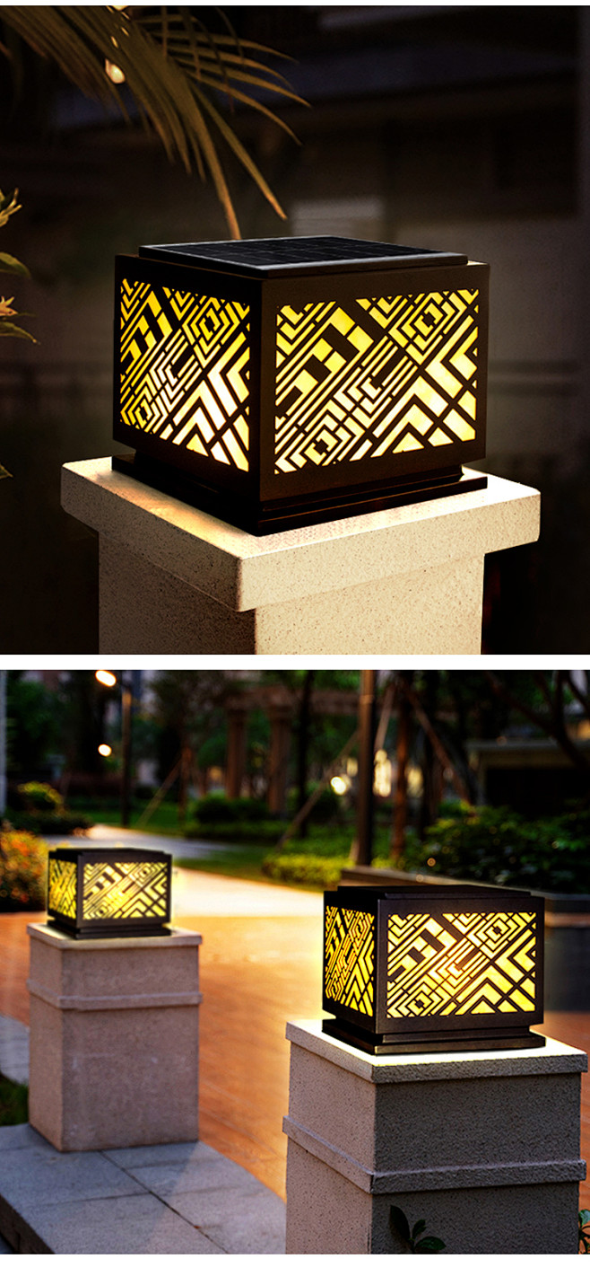 太阳能柱头灯围墙灯大门柱灯室外花园别墅庭院矮柱灯家用柱子灯淘宝网