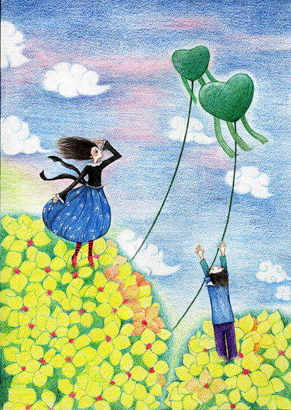 原创彩铅画2016011治愈系彩铅小清新背景图儿童画