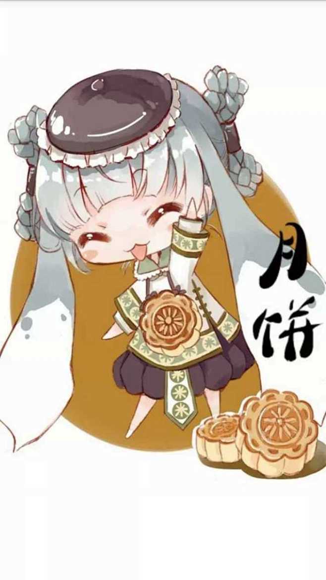 手绘插画q版拟人小点心插画师月牙儿yy月饼