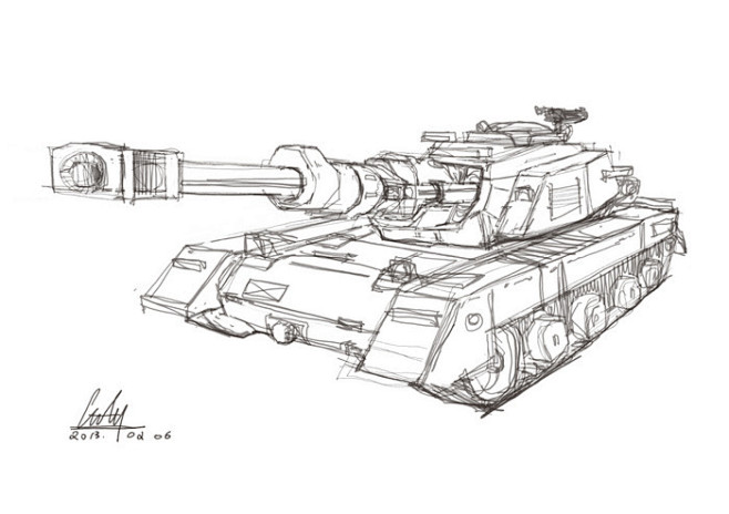 坦克线稿