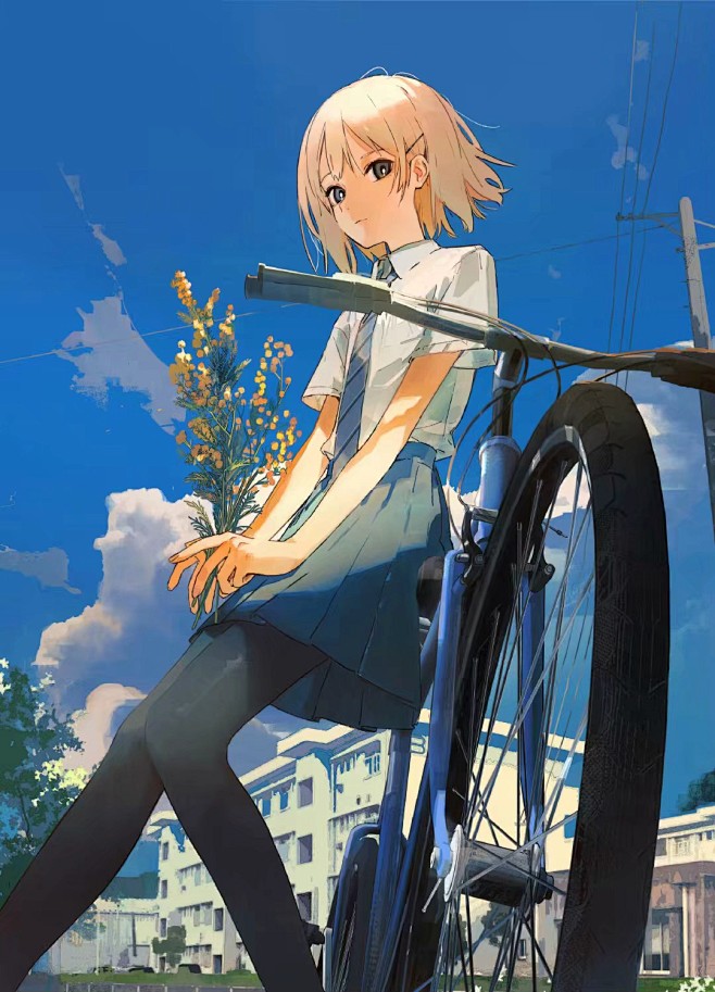 仰视自行车天空