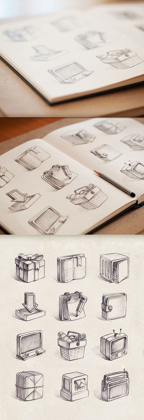 手绘ui图标精彩的图标设计背后的手绘稿bymike