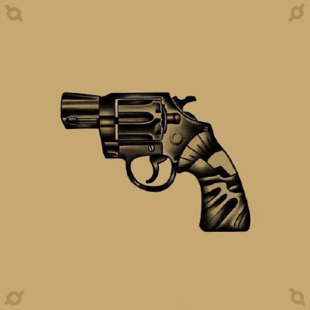 一组枪械主题的花枪纹身手稿图666纹身图库