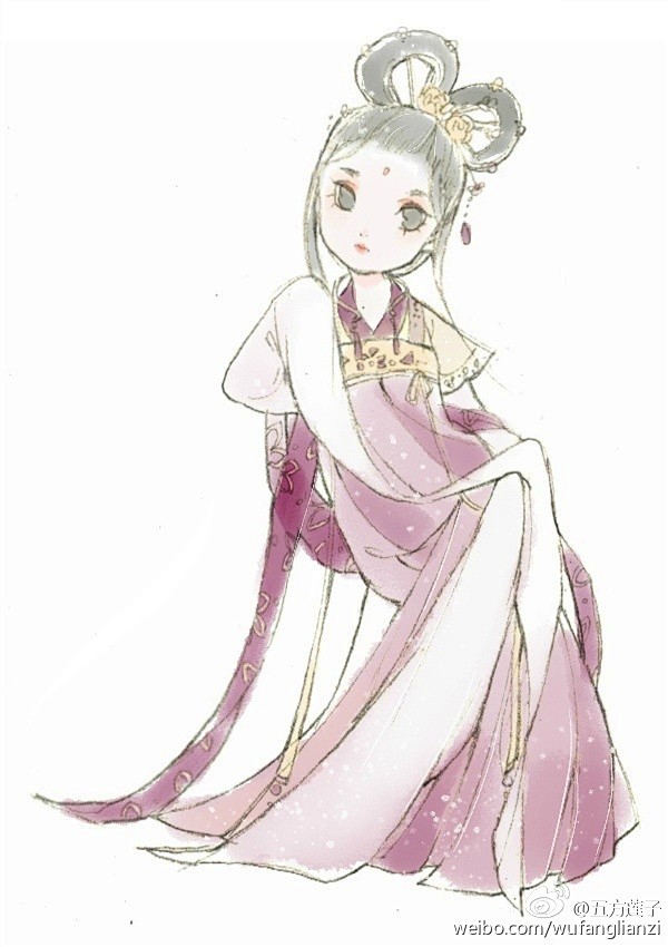 汉服q版美女之齐胸襦裙五方莲子作品
