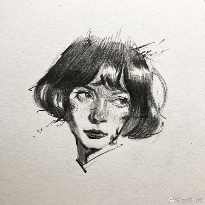 自由飘逸的人物头像速写速涂78出自作者kimbeomsoo