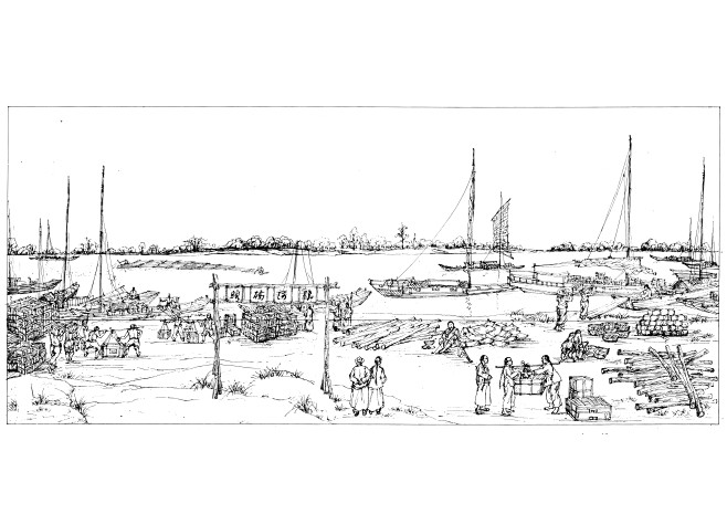 草堂渔夫手绘旧时鄱阳码头场景还原