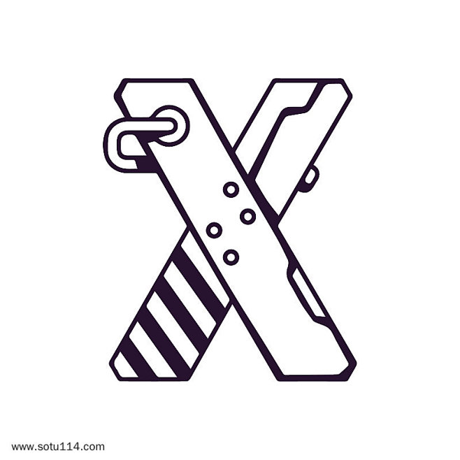 机械字母字体设计x