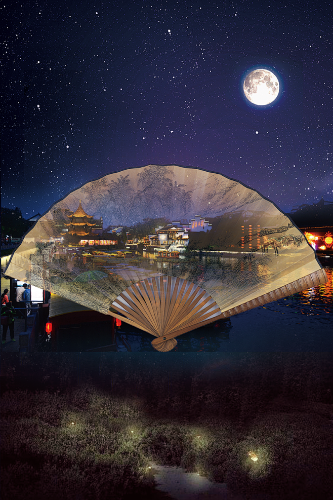 中国风古镇旅游海报背景素材背景国风海报古镇背景国风背景古镇海报