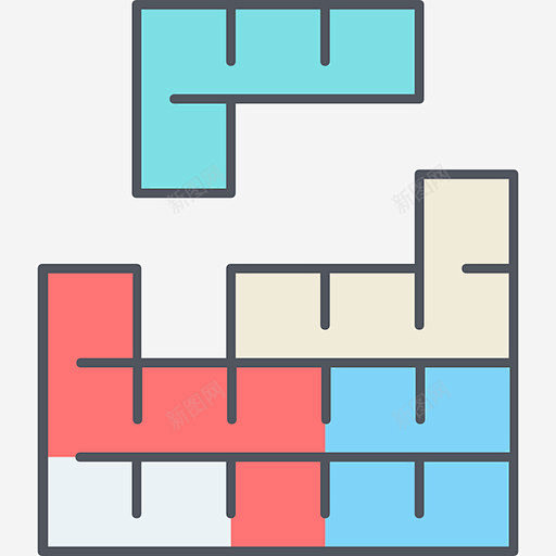 俄罗斯方块游戏6颜色图标平面电商创意素材