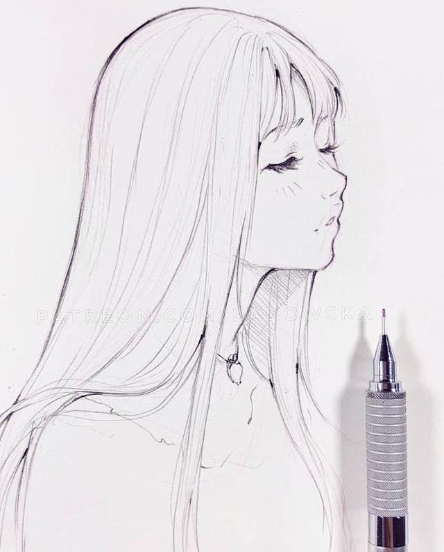 再来一波自动铅笔手绘漂亮的小姐姐只是线稿已经这么漂亮了