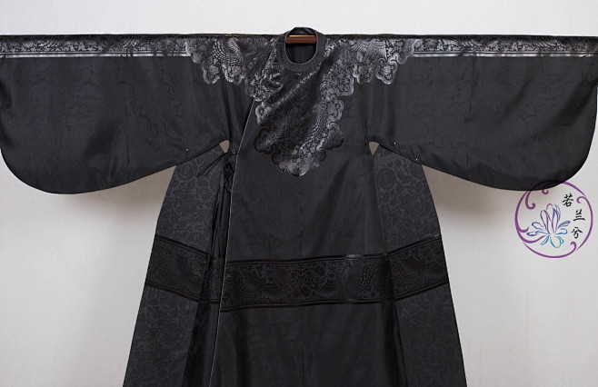 鸾凤和鸣黑织黑过肩龙织金纱布面料明制贴里曳撒道袍圆领袍直身淘宝网