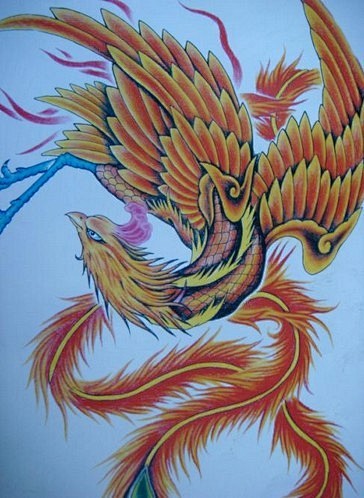 半背凤凰纹身图案