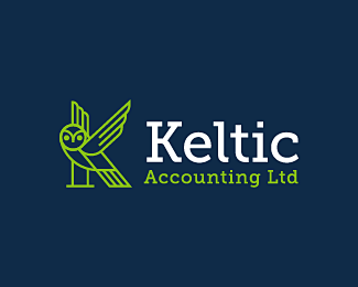 keltic会计公司logo猫头鹰k字母会计服务咨询翅膀鸟类商标设计图标