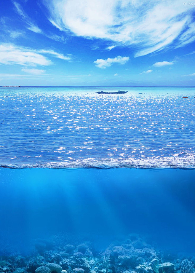 09:54:30海面海底海平面海底光背景/场景素材这埋着海绵宝宝的梦想该