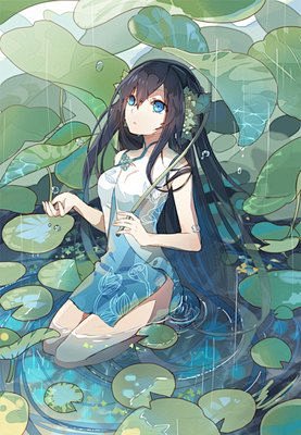 锦鲤二次元少女长发古风旗袍治愈系