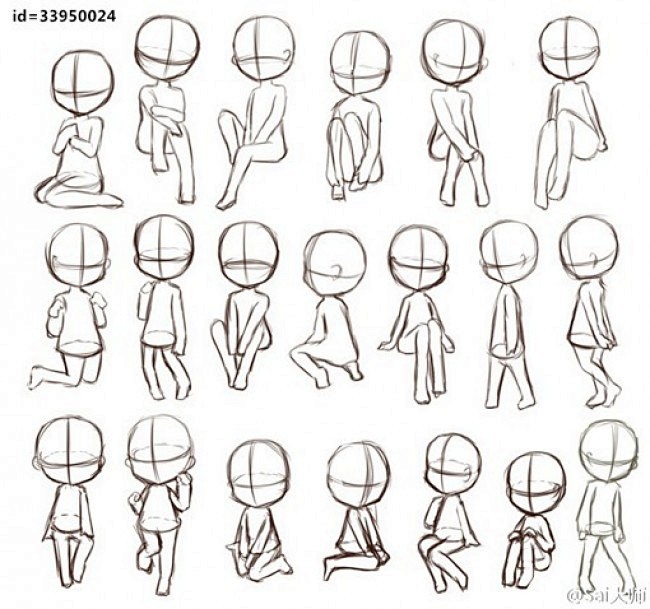 可爱q版卡通人物动作姿势分解图简笔画人物结构图素材wwwyouyixcom