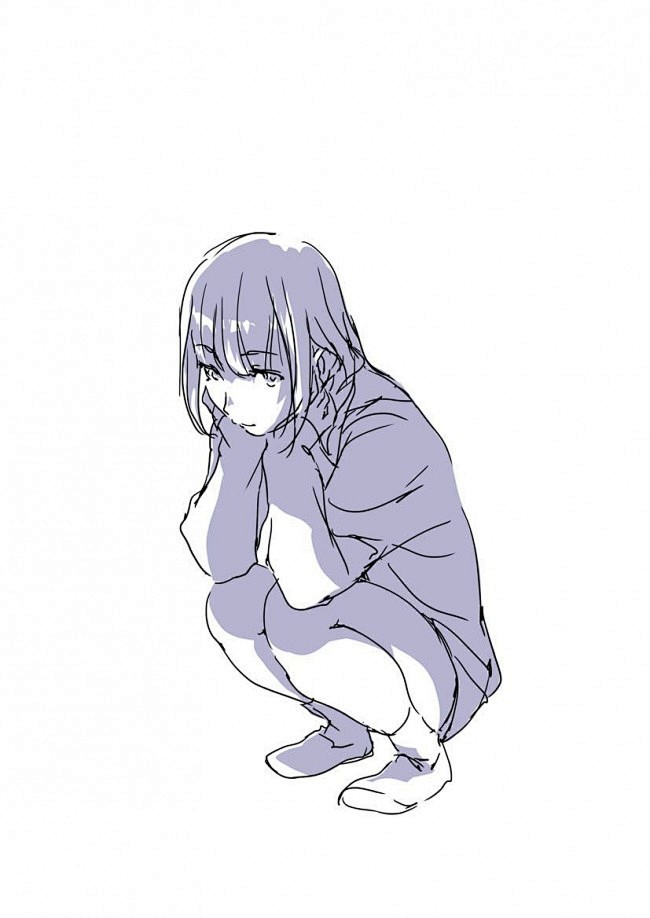 动漫插画女生蹲着的姿势参考图蹲下的女孩姿势怎么画画法wwwyouyixcom