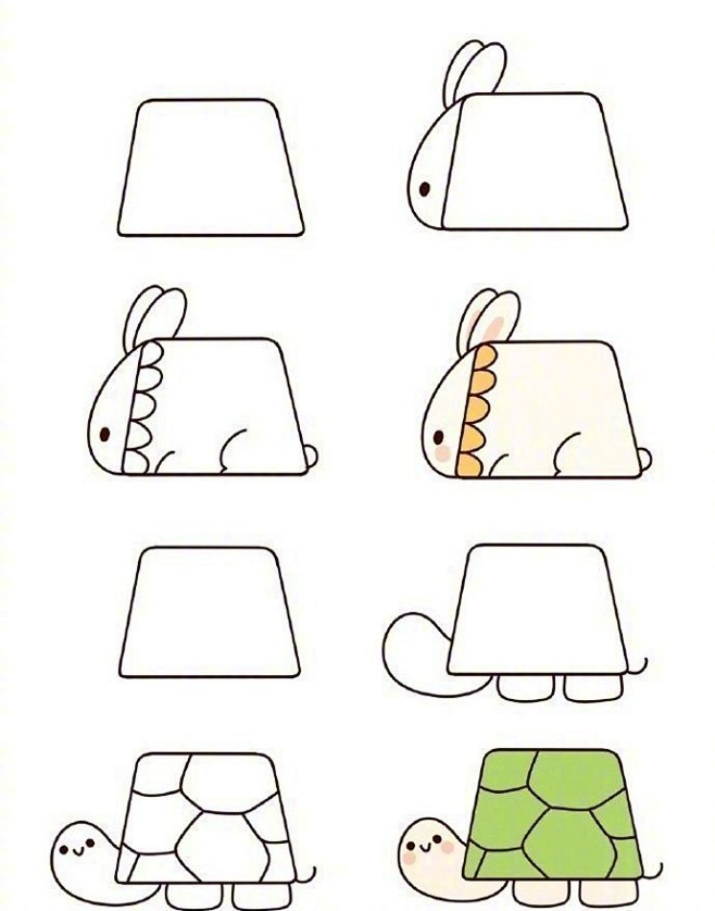 梯形小动物简笔画可爱又简单67图源网络67676767