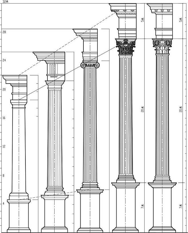 古罗马五种柱式怎么画图片