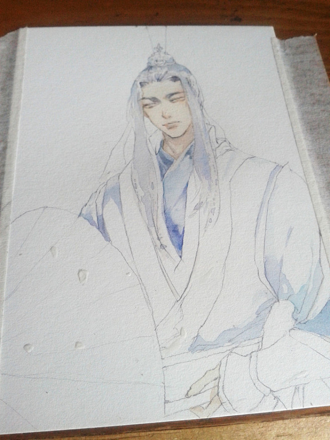 纯阳剑三水彩明信片手绘过程