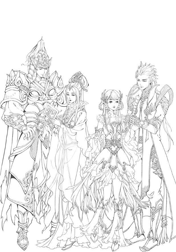 正版预售赠线稿海报涂色海报间花寻影古戈力手绘线稿填色集扫花寻径