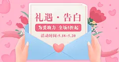 520表白日手绘促销海报banner