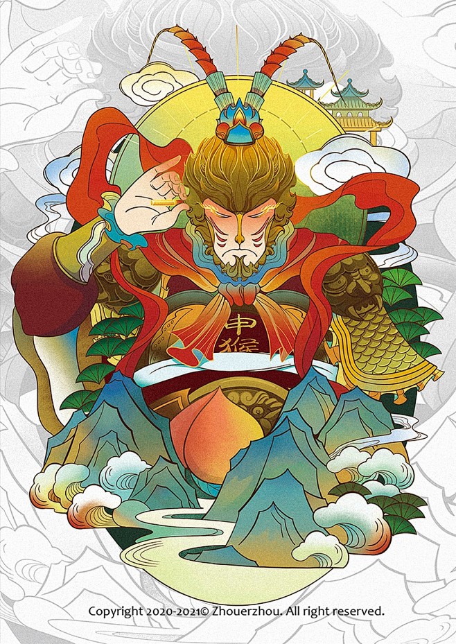 十二生肖插画猴子