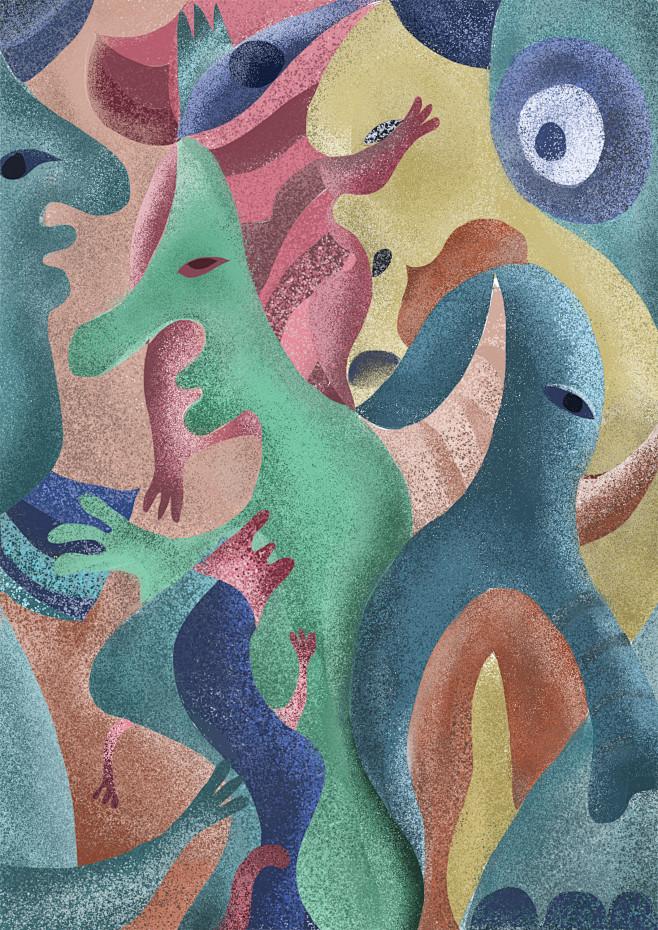 人与动物抽象画