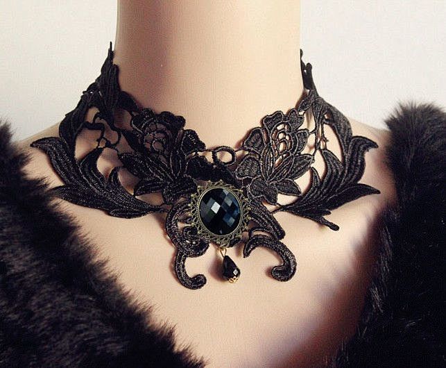 满包邮黑白双色复古宫廷哥特蕾丝项链欧美diy女颈饰个性假领子淘宝北