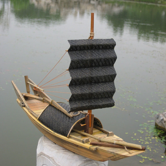 乌篷草篷渔船模型纯手工船模江南水乡木船木制工艺品a1淘宝网