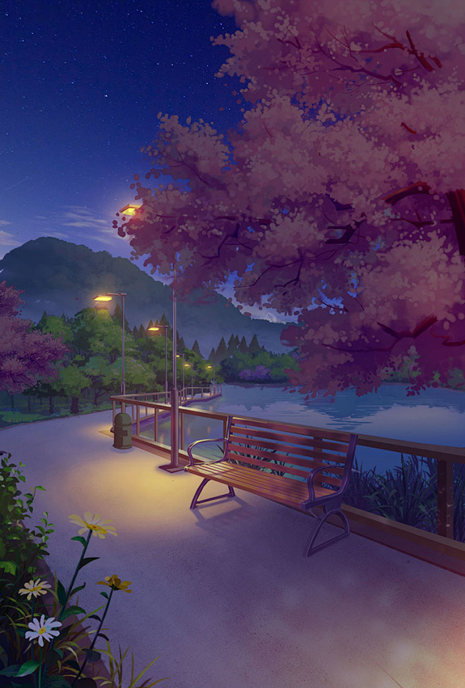 21 11:25:42公园小路-夜晚原画场景"雾岚"该采集也在以下画板加载更多