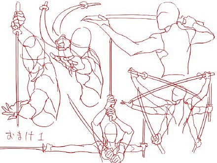 sai资源库一组动漫人物多角度的拔刀握刀姿势了解握刀的正确动态画