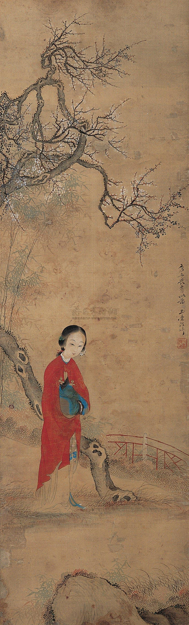 改琦梅竹仕女唐子畏有此图仕女人物小景立轴q欣赏