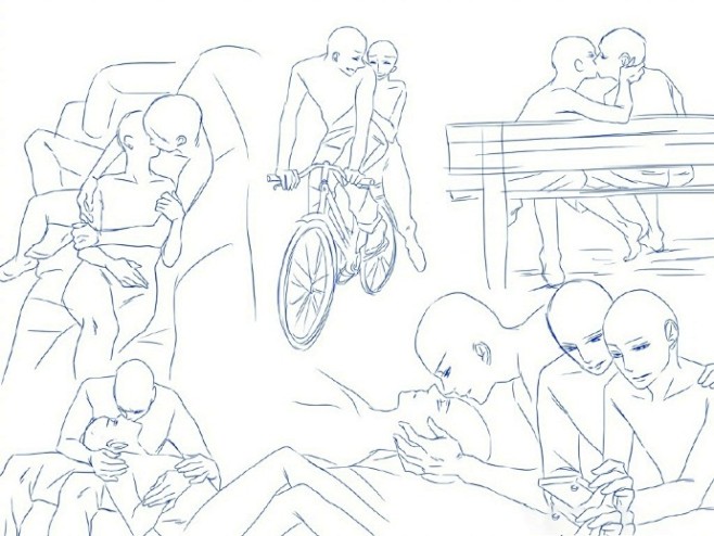 设计秀cp秀恩爱的姿势素材单人姿势到两人亲昵的小互动都很萌哇转需