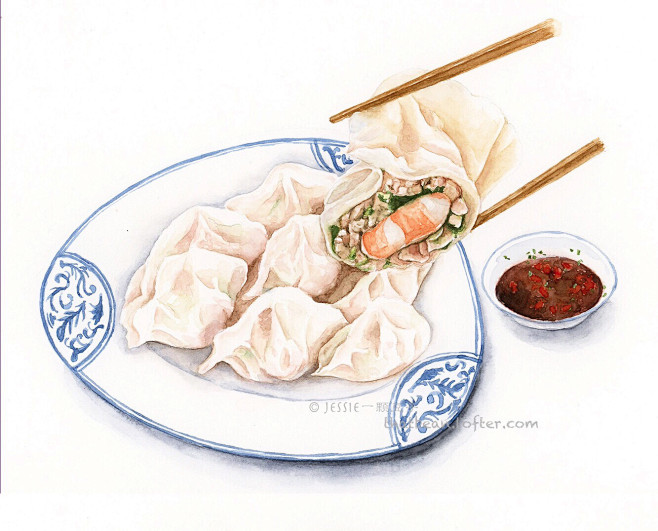 水彩美食jessie一颗豆子绘