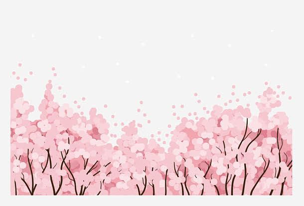 手绘樱花树林创意素材